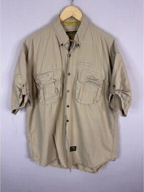 Camel Trophy Adventure Wear Mens 4XL Khaki Short Sleeve Safari Utility Shirt VTG